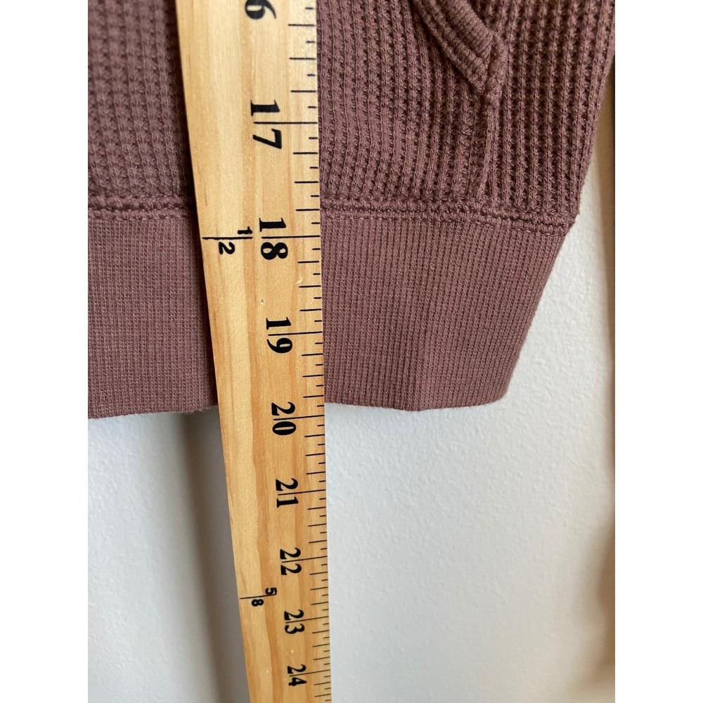 SKIMS Waffle Knit Zip Up Hoodie Rose Clay Brown Cropped Thermal XL - Picture 4 of 6